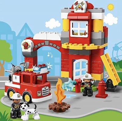 レゴデュプロ光る鳴る消防車と消防署